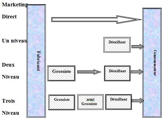 Exemple de circuit de distribution à plusieurs niveaux (*) - Du marketing au cybermarketing : classique et direct