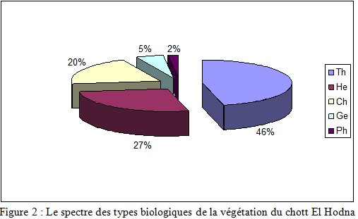 Le spectre des types biologiques de la végétation du chott El Hodna