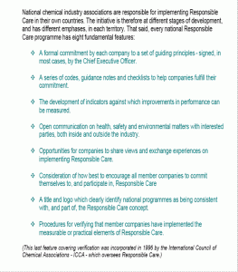 Dispositifs fondamentaux du Responsible Care selon l’International Council of Chemical Associations