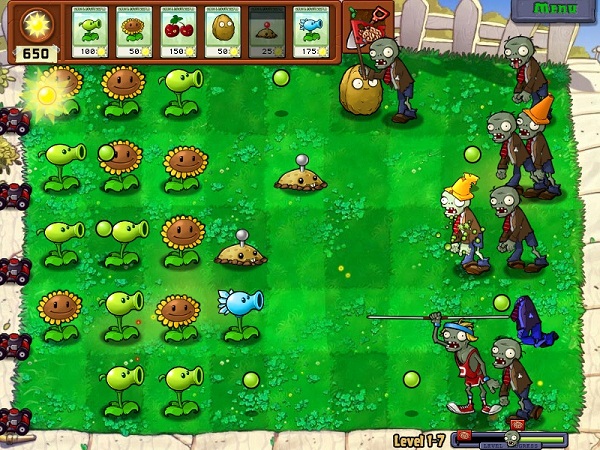 Le jardin envahi par les zombies de Plants vs Zombies