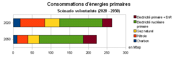 Consommation d'énergie primaire dans le scénario volontariste CAS