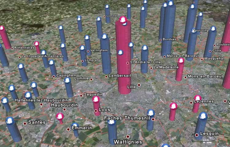 Interface proposée par Google Earth au lendemain de l'élection présidentielle