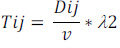 matrice de temps T est calculé par la formule 