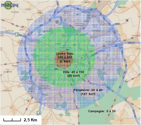 optique sans fil réseaux UMTS - Densité de la demande autour de la ville de Bruxelles