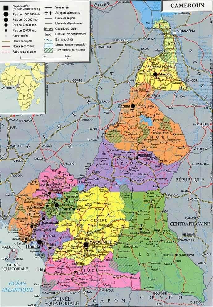 Carte du représentative du Cameroun