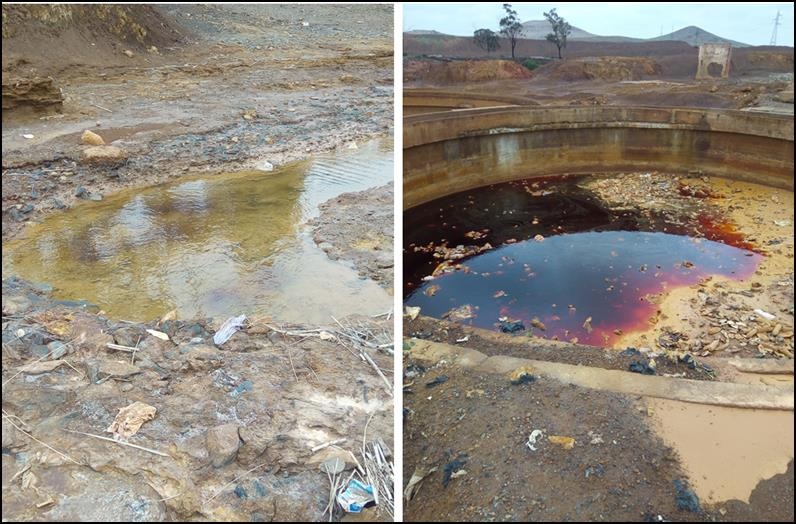 Effet de drainage minier acide dans la mine de Kettara
