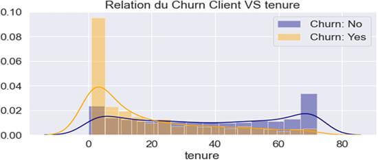 Relation entre la variable ‘Tenure ‘ et le ‘Churn’