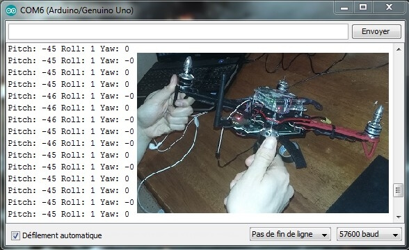 vérification des angles de Gyro sur l’Arduino IDE