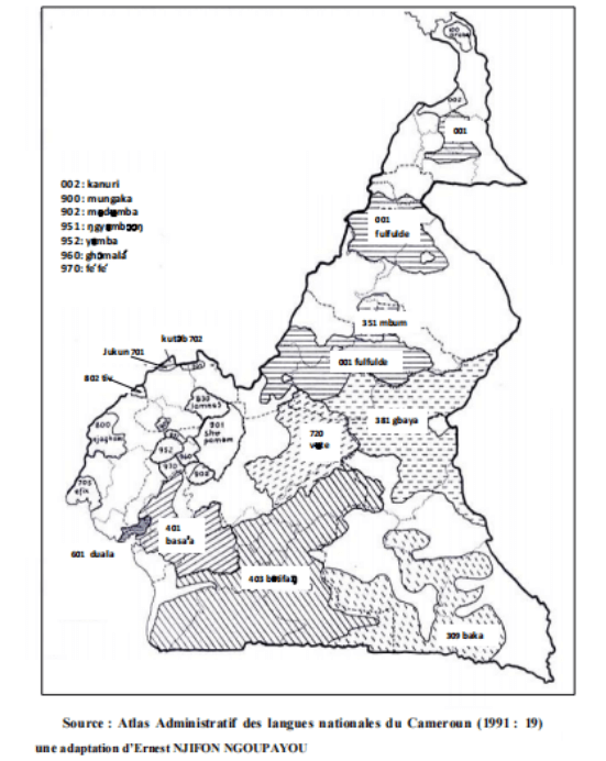 Carte 1  Langues standardisées du Cameroun