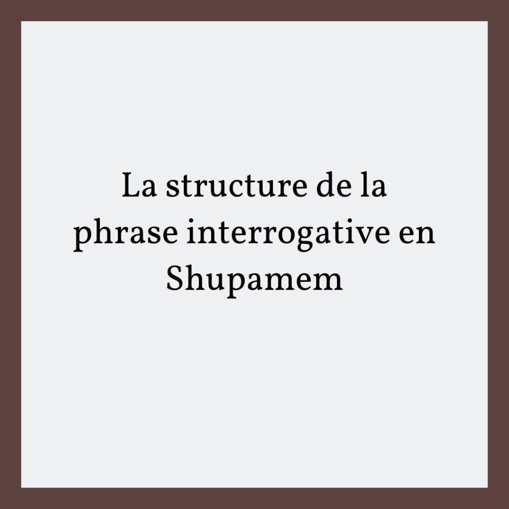 La structure de la phrase interrogative en Shupamem
