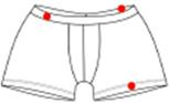Schéma des dissimulations possibles dans un sous-vêtement, conception Julien Magana, 2022